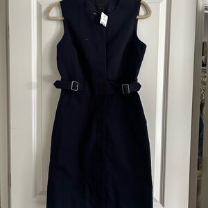 J. Crew Navy Belted Midi Dress